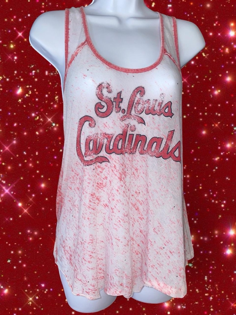 Touch by Alyssa Milano St Louis Cardinals sheer rhinestone tank top